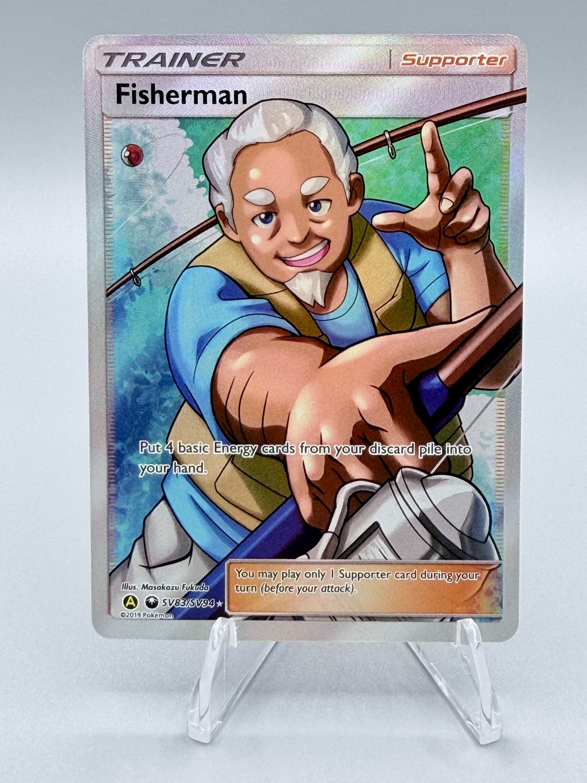 2019 Pokemon Hidden Fates Shiny Vault Fisherman SV83/SV94 Full Art Ultra Rare NM