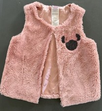 DISNEY Junior MINNIE MOUSE Girl's Vest Pink Faux Fur Sequins Soft 4T