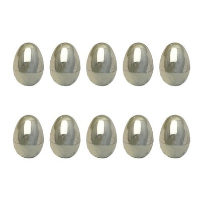 10-Pack Silver Plastic Easter Eggs 4x6cm No Glitter Decoration