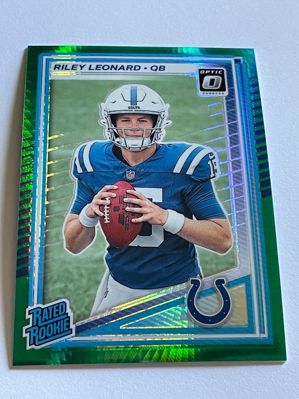 2025 Panini Donruss Optic Rated Rookie Riley Leonard #255 Green Hyper Prizm RC