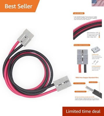 Anderson Battery Quick Connect 50A 600V Female-to-Female Cable for Electric F...