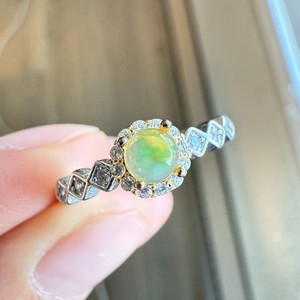 925 Sterling Silver Ring 5mm Natural Opal Gemstone Zircon Women Jewelry Gift