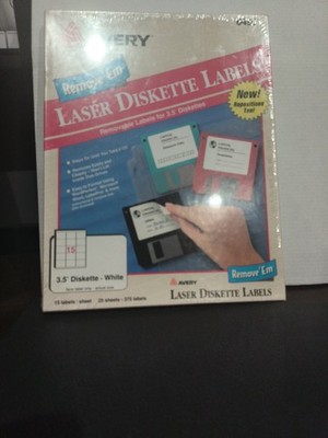 Avery Laser/Inkjet 3.5'' Diskette Labels White 375/Pack 6490 Brand New Sealed