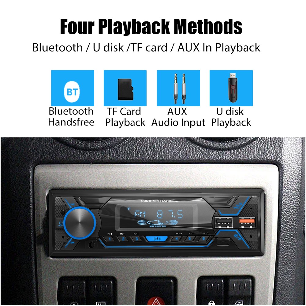 Single 1 Din Car Stereo Radio Bluetooth In-dash Head Unit FM/USB/AUX Player