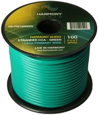 Harmony Car Primary 14 Gauge Power or Ground Wire 100 Feet Spool Green Cable New