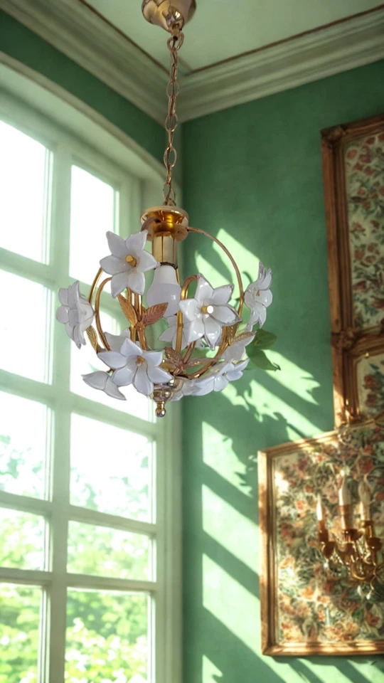 Murano Glass Chandelier / Murano Flower Chandelier/Hollywood Regency / 70's. bra - Image 2 of 4