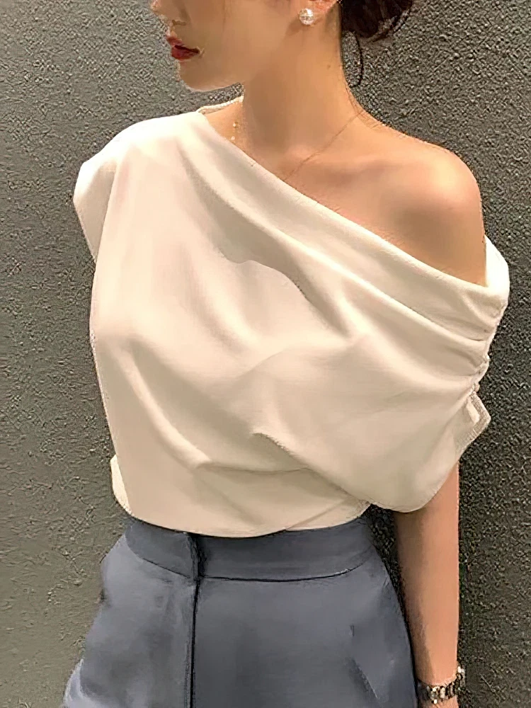 Women Off Shoulder Top Loose Fit Short Sleeve Blouse Summer Casual Shirt