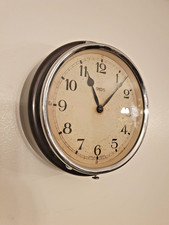 UNUSUAL FLIP FRONT BAKELITE & CHROME/RETRO WALL CLOCK SMITH'S 1950 SERVICED 18CM