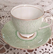 Vtg Bell China Pale Green Footed Teacup And Saucer #4332