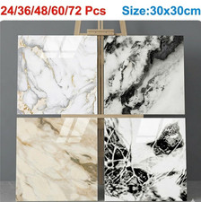24-72PCs Self Adhesive Tiles Vinyl Flooring Kitchen Bathroom Home Marble Effect