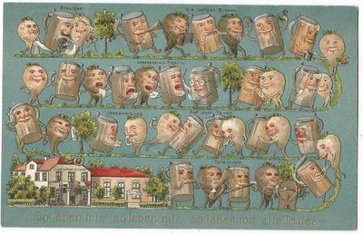 This Is How We All Live Days, Radio And Beer Mug Strung, Wedding, Row, Embossed