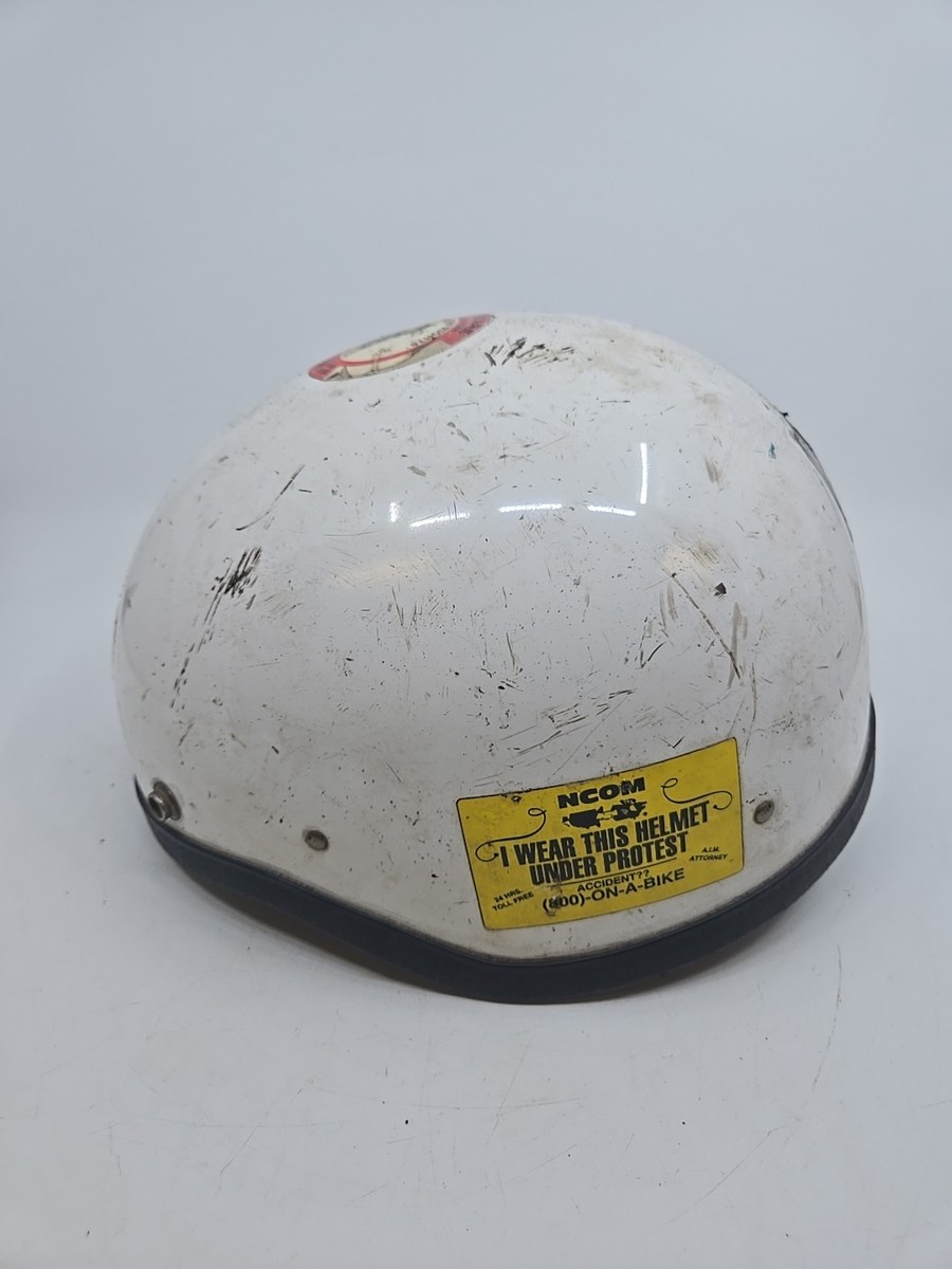 Vintage Bell Toptex White Motorcycle Half Helmet Shorty Size