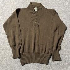 Vintage US Military Sweater Mens XL Olive Green Wool GI Army Henley 5 Button EUC