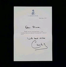 Rare Queen Camilla Parker Bowles Signed Royal Letter Document Royalty Autograph