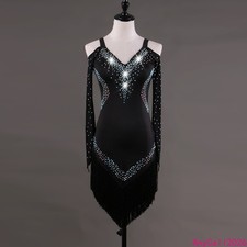 Latin Dance Dress Salsa Tango Cha cha Ballroom Rhinestone Competition Dress