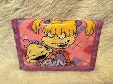 Vintage 90s Rugrats Angelica Kids Trifold Wallet Pink TV Cartoon Nostalgia