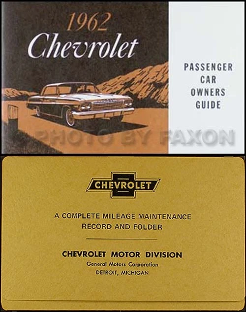 1962 Chevy Car Owners Manual with Envelope Biscayne Bel Air Impala SS Chevrolet