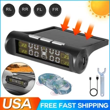 Wireless Car Solar TPMS LCD Tire Pressure Monitoring System + 4 External Sensors