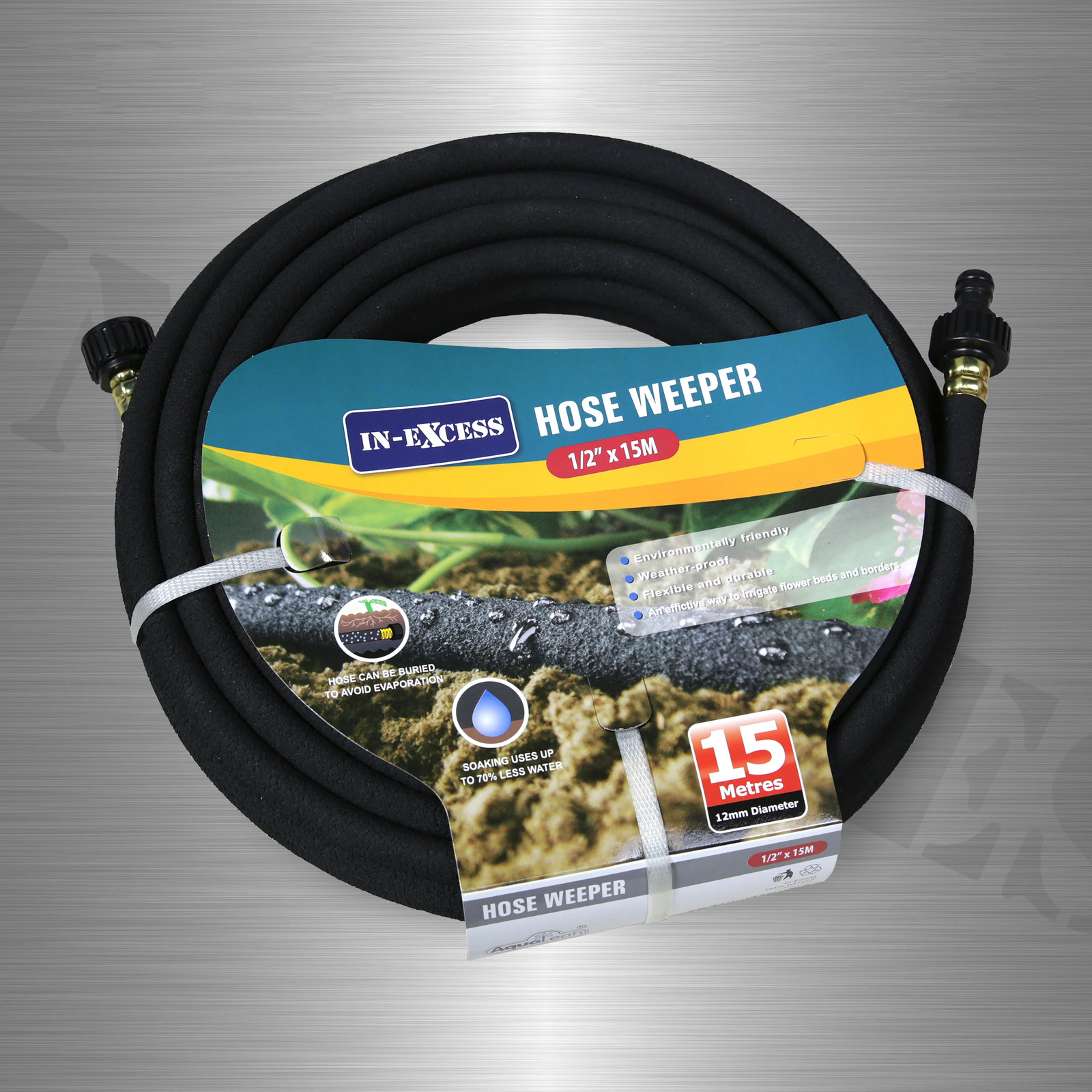 In-Excess Aqualean Garden Watering Porous Soaker Irrigation Hose Weeper - 1/2"" x
