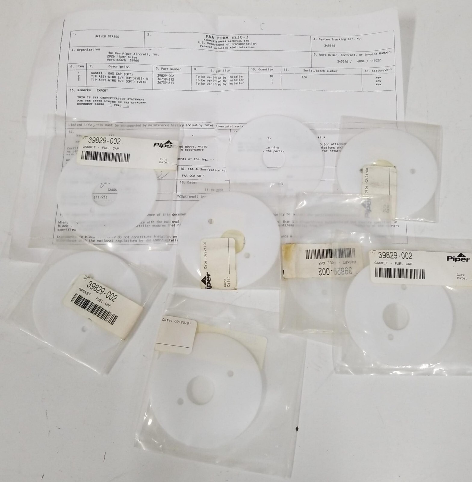 PIPER 39829002 FUEL CAP GASKETS 4EANEW for sale online eBay