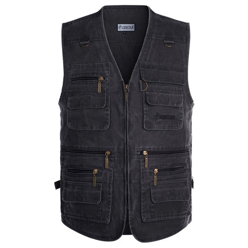 Men Multi Pocket Fishing Vest Hunting Hiking Gilet Cotton Outerwear Waistcoat - Picture 27 of 33