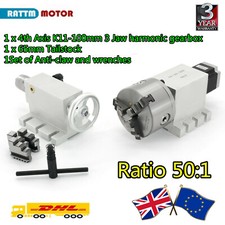 ?UK? CNC 4th Axis K11-100mm Rotation 3-jaw Chuck Gapless Harmonic Gearbox 50:1