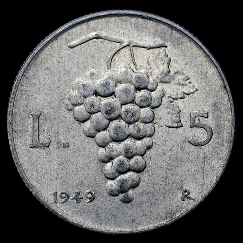 1949 Italy 5 Lire (Uva) Coin, km89 - Excellent Coin ๐ฎ๐น Free Shipping!!!!