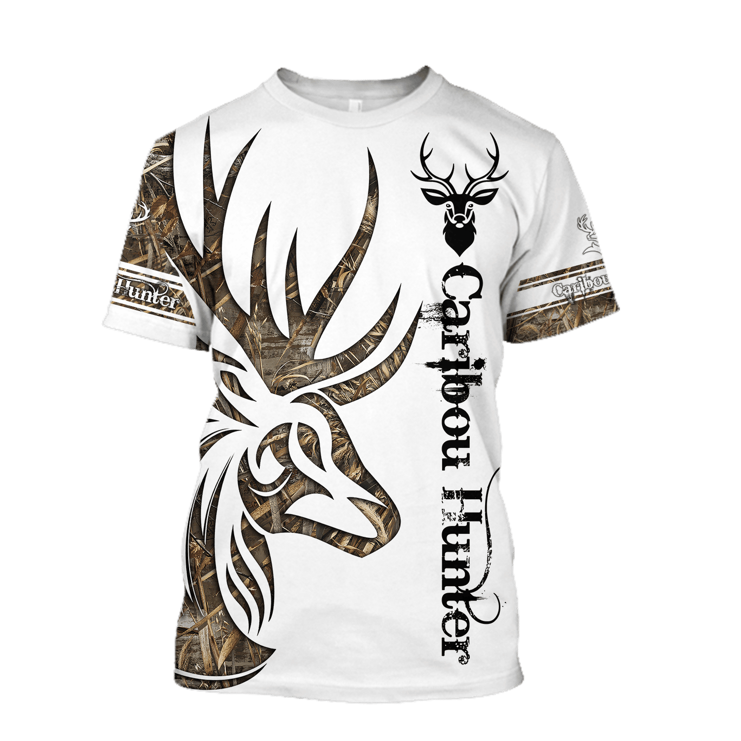 Caribou Hunter Tatoo 3D T-shirt , Caribou Maori tattoo 3D printed T-shirt