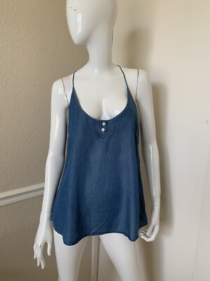 THREAD & SUPPLY NWT! Chambray Blue 100% Lyocell Racerback Flowy Tank Top Sz S