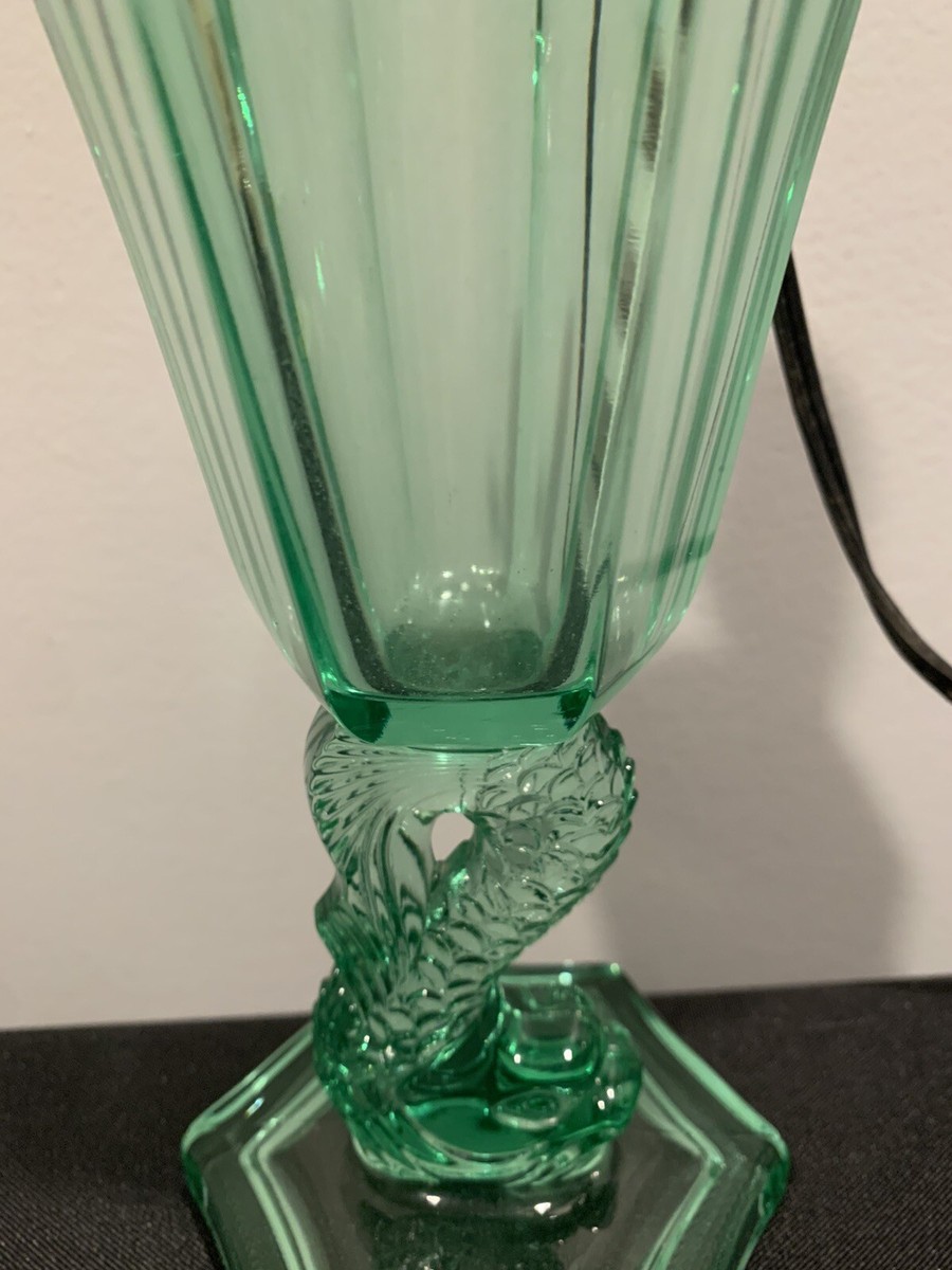Westmoreland Uranium Glass Art Deco Dolphin Fish koi Fish Lamp | eBay