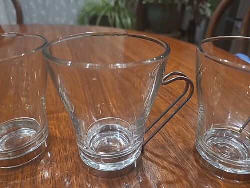 Set Of 3 Bormioli Rocco Cappuccino Coffee Tea Cups Stainless Handle - Picture 2 of 2