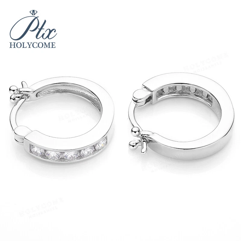 D VVS1 Moissanit Ohrringe S925 Silber Ohrstecker 18K Weißgold plattiert Schmuck - Bild 3 von 4