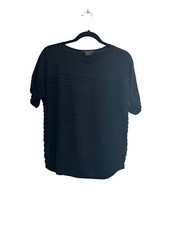 ARMANI EXCHANGE A/X women s Small black sweater Sheer Teddy Striped 2347