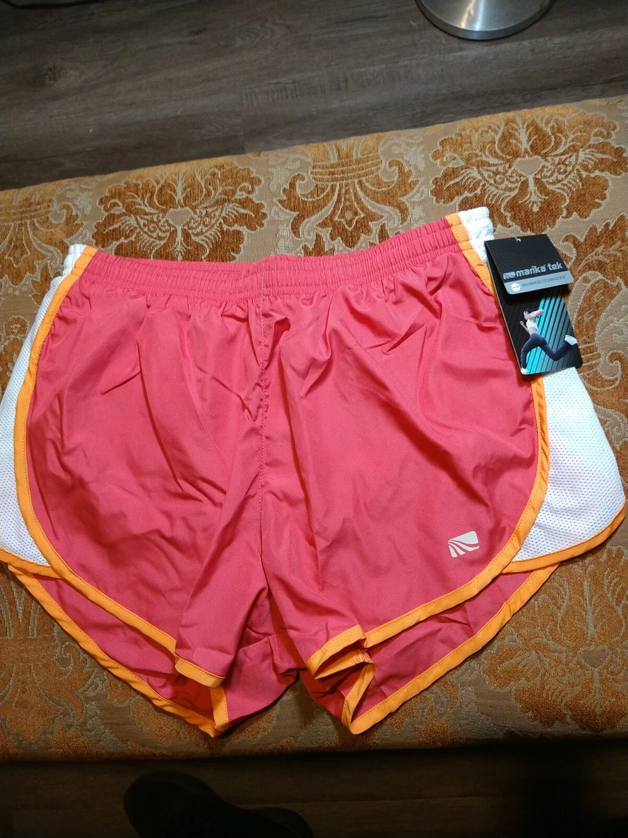 Marika Tek Women s Running Shorts Dual Layer Mesh Logo Lining PInk Orange medium