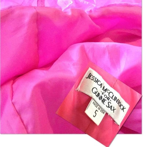 Gunne Sax Dress Gown Women Sz 5 Pink Shimmer Strapless Back Zip Formal Prom - Picture 7 of 8