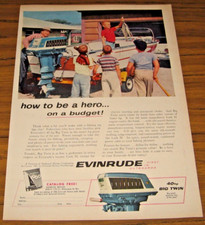 1960 Print Ad Evinrude 40 HP Big Twin Outboard Motors Mirro Craft Boat