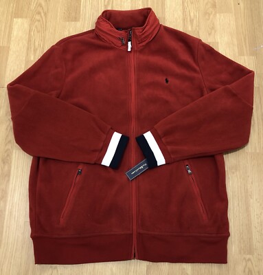 Vintage Polo Ralph Lauren Polartec Classic Fleece Hooded Jacket Red Tall sizes