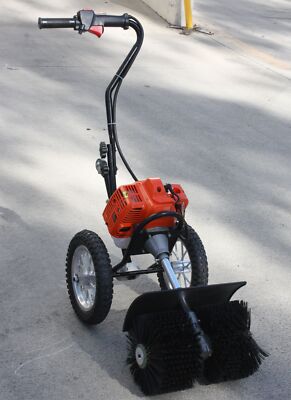 HAND PUSH 52CC GAS POWER BROOM SWEEPER CLEANER DRIVEWAY ARTIFICIAL GRASS SNOW