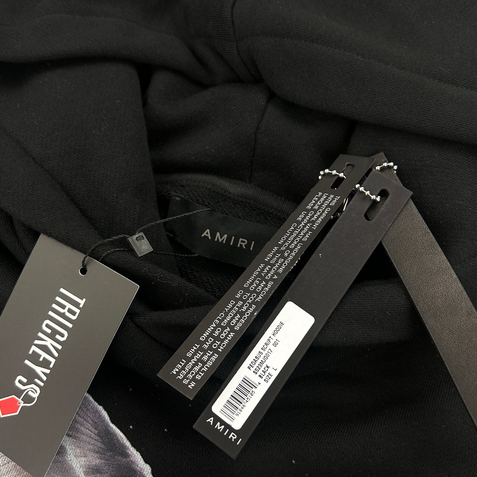 Amiri Men’s Pegasus Script Logo Black Pullover Hoodie image 3