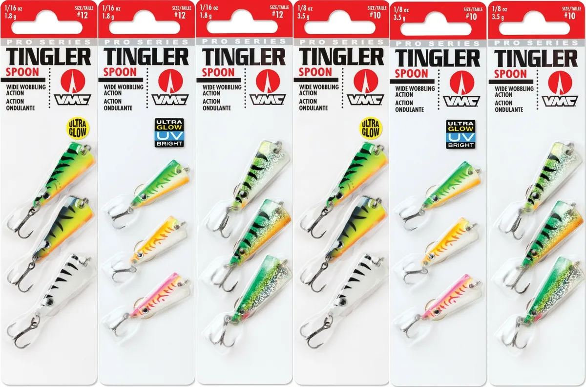 VMC TGS Tingler Spoon Kit 3 baits one card 1/16, 1/8, 3/16 Pick Size  Color&Qty