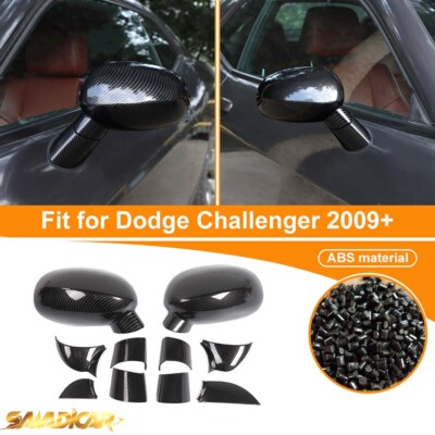 Side Rear View Mirror Caps Cover Mirrors Shell Trim For Dodge Challenger 2009-19