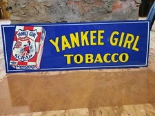 NEW OLD STOCK NOS EMBOSSED YANKEE GIRL TOBACCO TIN METAL SIGN MCA SIGN DESPERATE