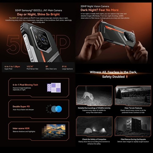 Blackview OSCAL PILOT 3 5G Smartphone robusto 24GB+256GB cámara de visión nocturna 7500mAh - Imagen 21 de 24