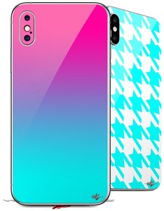 2x 皮肤适用于iphone X Xs 光滑淡出霓虹青色艳粉色 Ebay