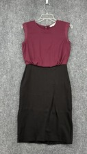 Loft Sheath Dress Womens 0 Black & Maroon Lined Colorblock Office Classic