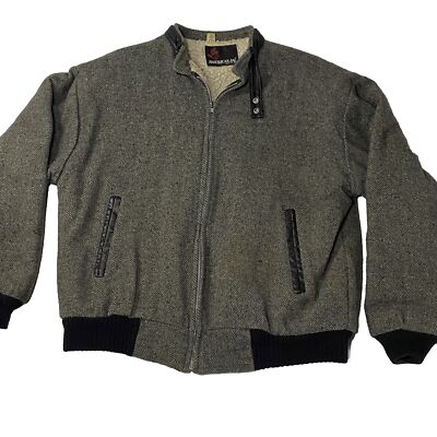 Vintage Sherpa Bomber Jacket Made In USA American Jac Coat Size L