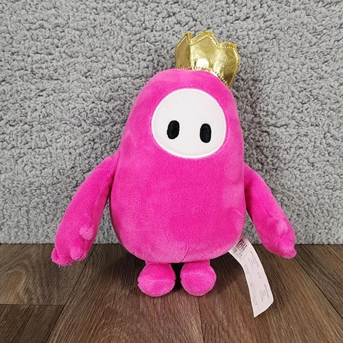 Fall Guys Plush Toy Original Pink Bean Skin With Gold Crown 8 Inches