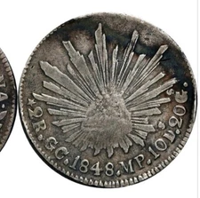 Mexico 1848 2 Reales GUADALUPE Y CALVO GC MP