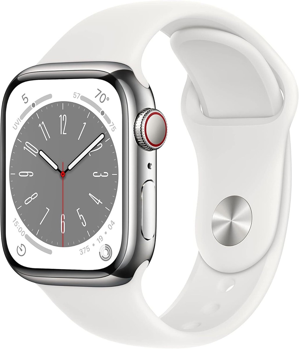 Apple Watch Series Acciaio 45mm Argento Cinturino Bianco