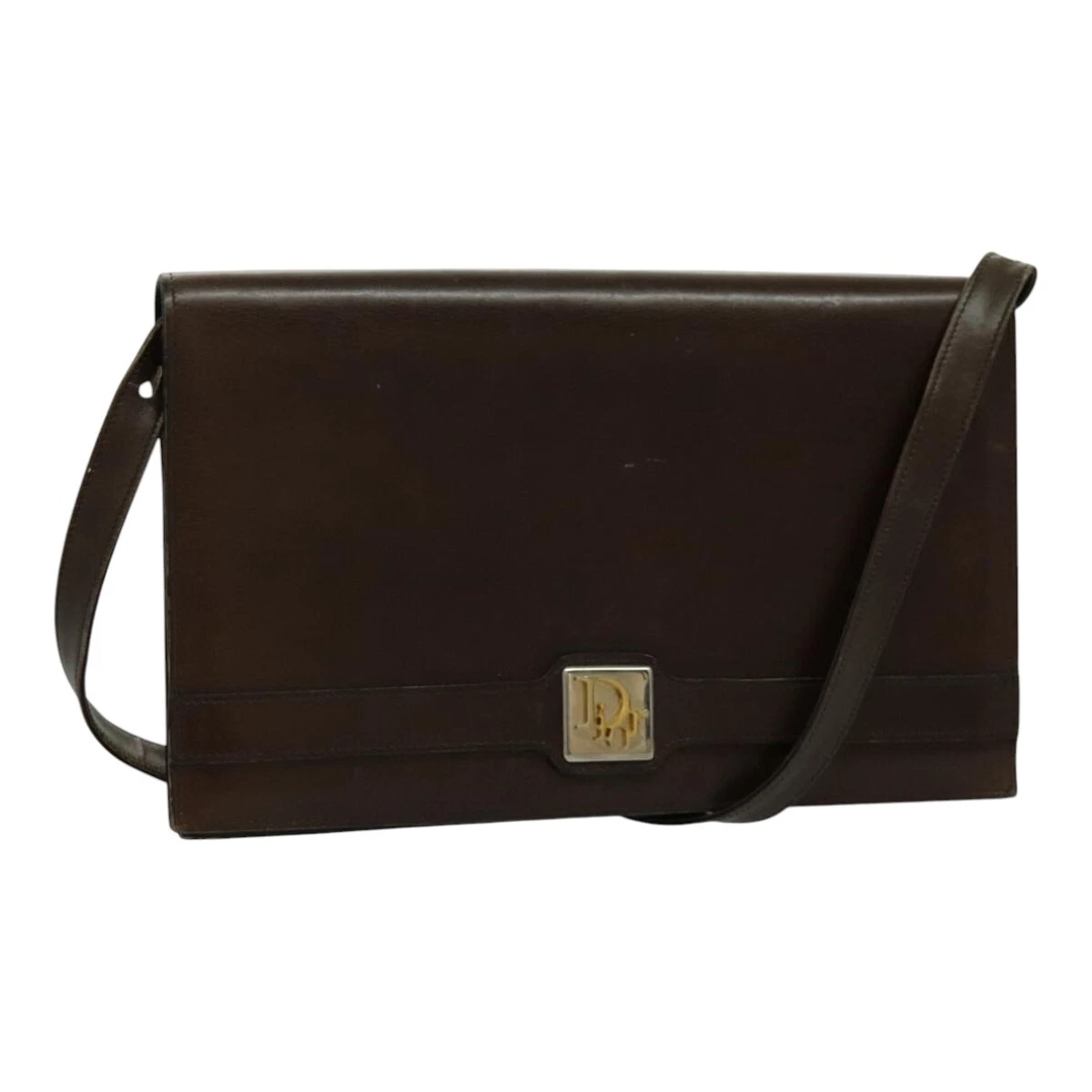 Sac bandoulière Christian Dior cuir marron doré authentique 95737